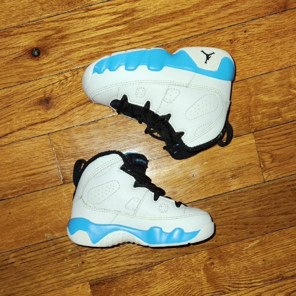 Jordan 9 White and Blue Toddler Sneakers